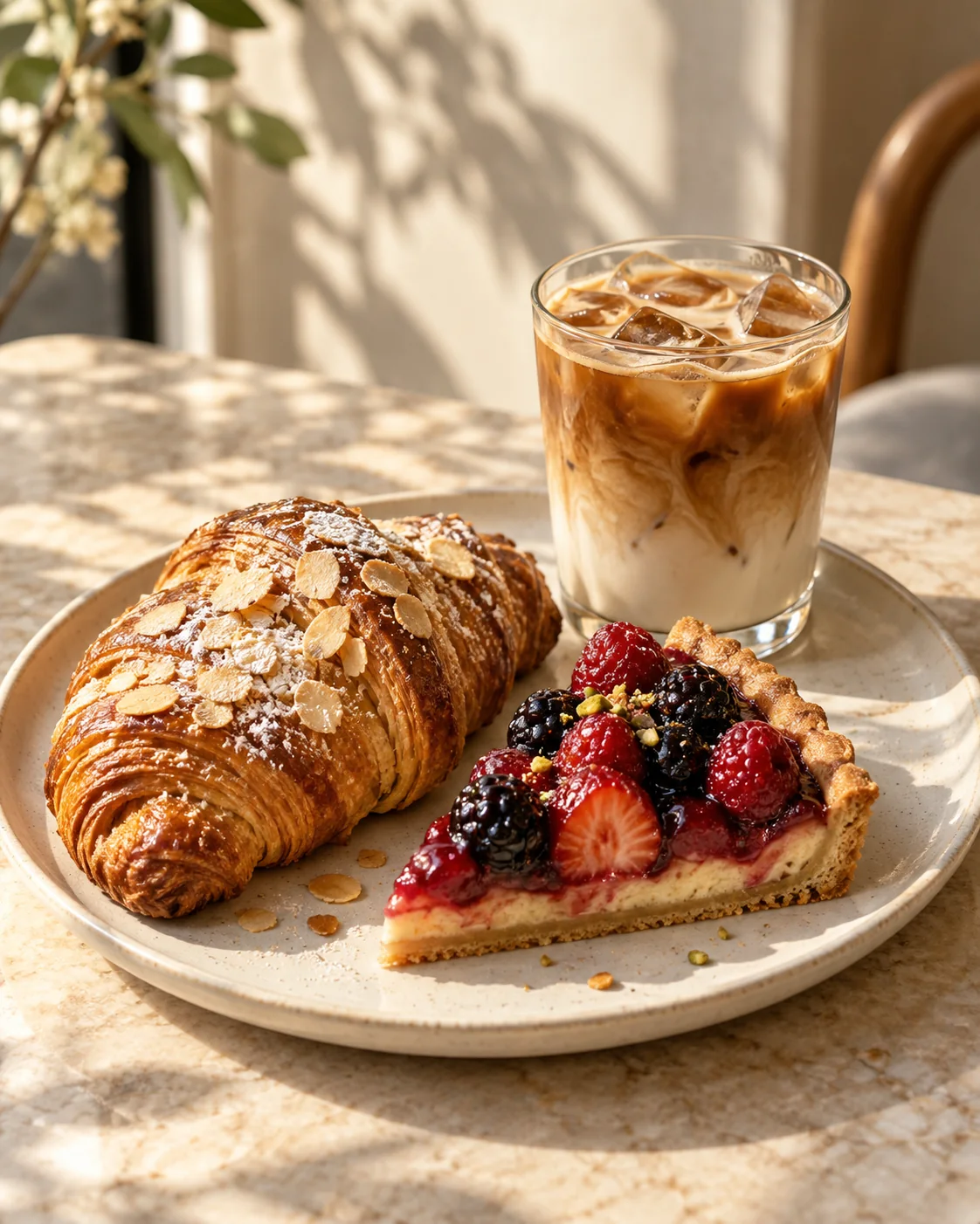 Doces e café gelado para uma pausa, imagem conceitual